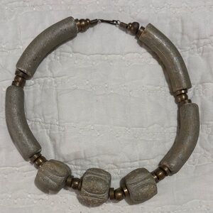 Source Unknown Gray and Bronze Statement Necklace